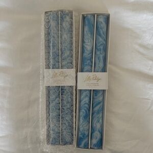 Lilly Pulitzer Blue Marbled Taper Candle Pair